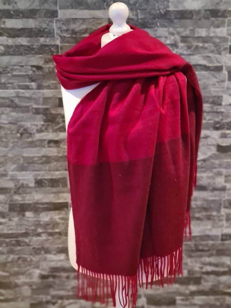Strathurie Large Lambswool Scarf Two Tone Wine WT128
