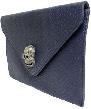 navy skull clutch