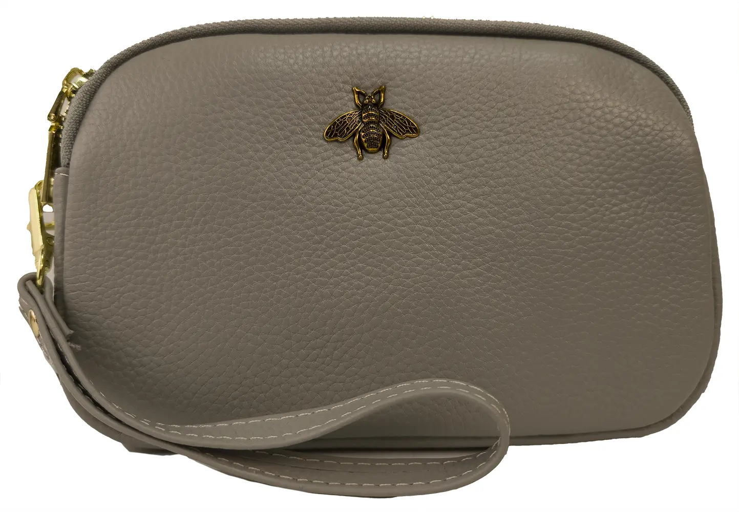 Strathurie Fashion Accessory Wholesaler Glasgow Italian Leather Bag with Bee Motif Grey 1189 - Image 2