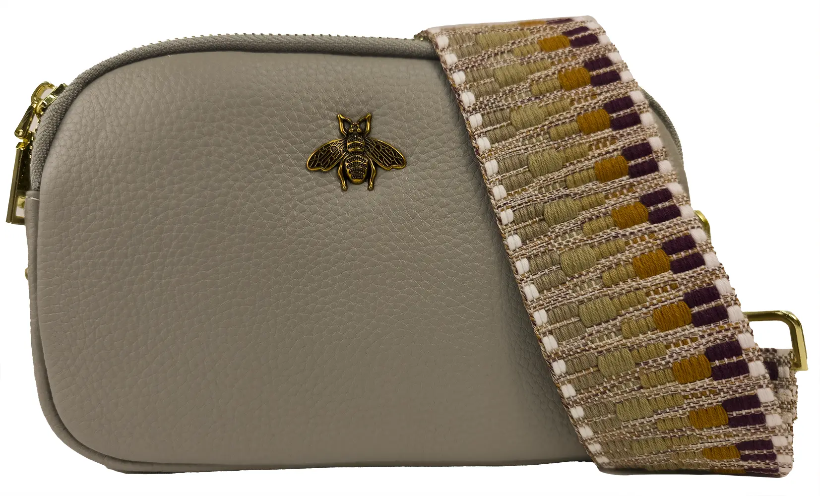 Strathurie Fashion Accessory Wholesaler Glasgow Italian Leather Bag with Bee Motif Grey 1189