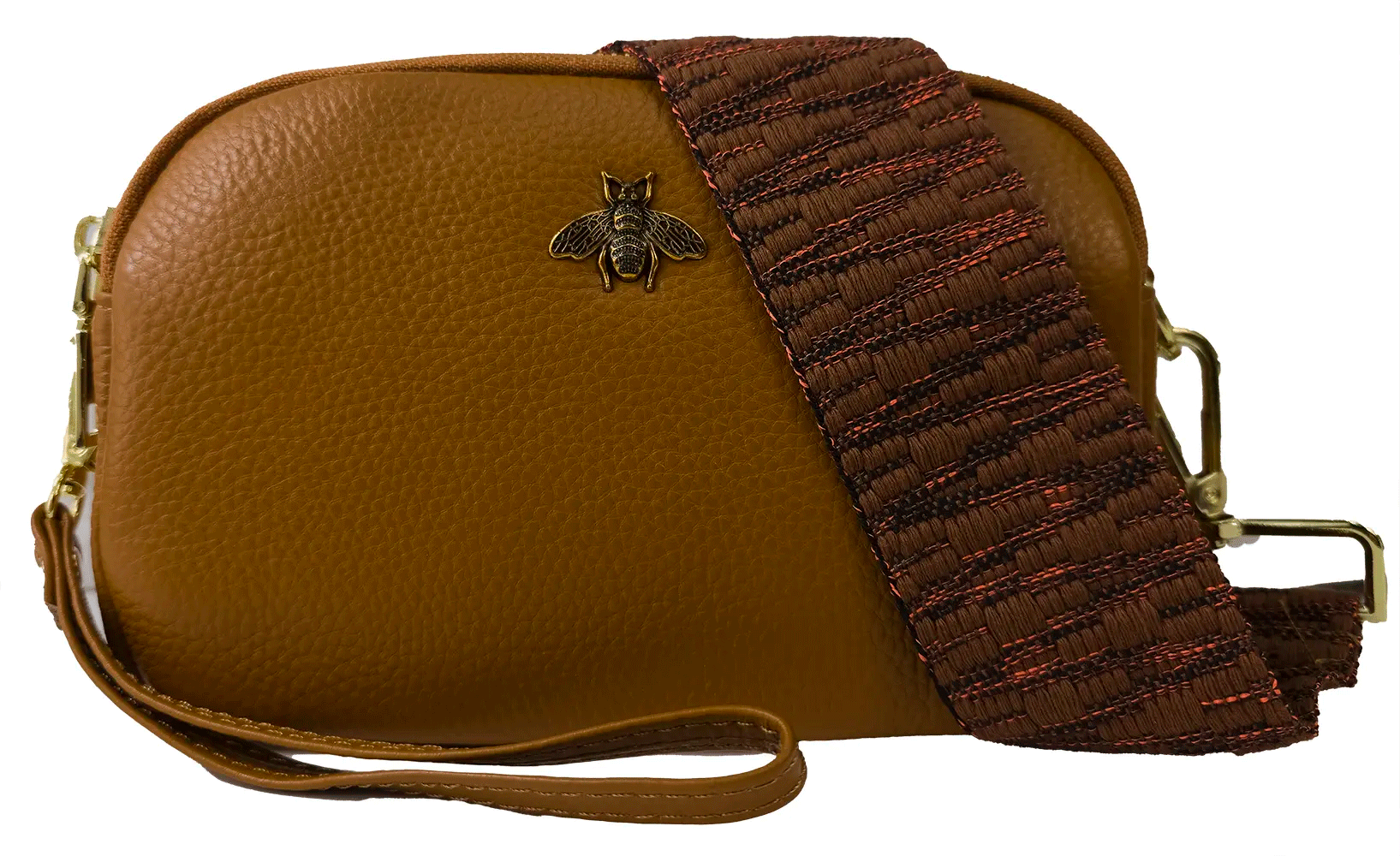 Strathurie Fashion Accessory Wholesaler Glasgow Italian Leather Bag with Bee Motif Brown 1189