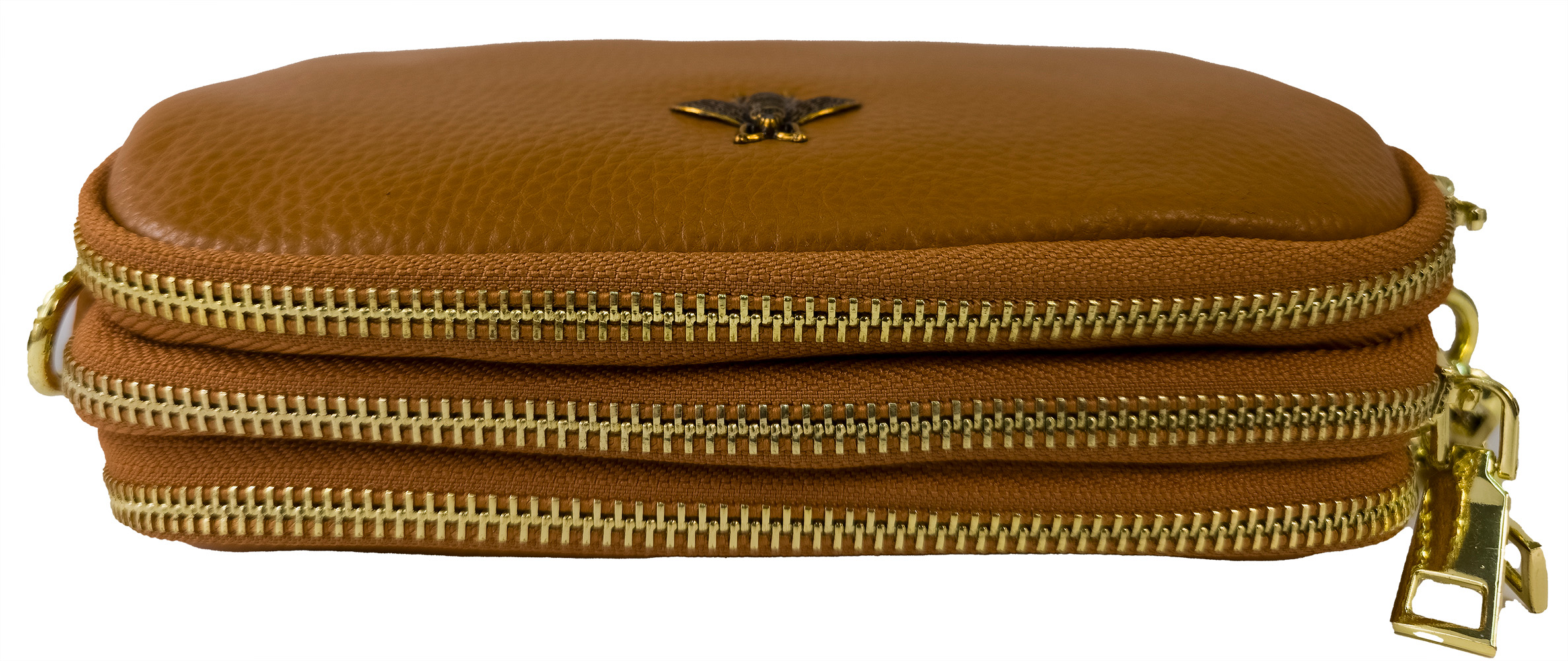 Strathurie Fashion Accessory Wholesaler Glasgow Italian Leather Bag with Bee Motif Brown 1189 - Image 5