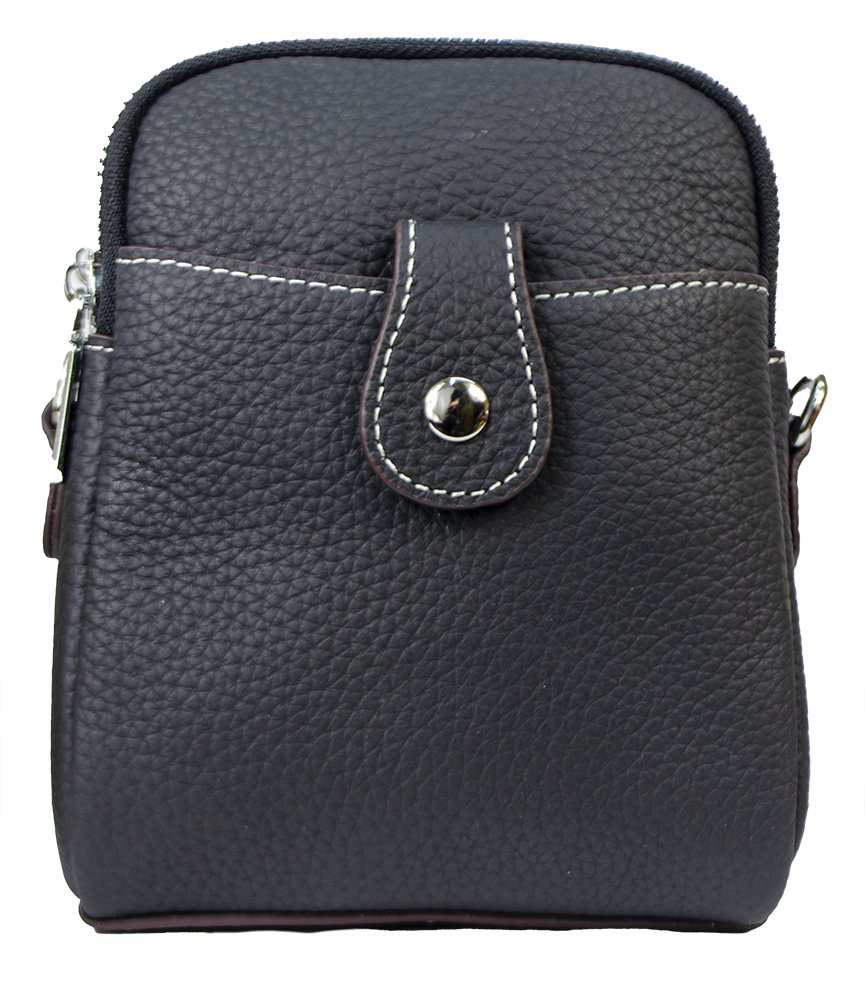 Strathurie Fashion Accessory Wholesaler Glasgow Black Two Zipped Mobile Bag Leather H2402 - Image 2
