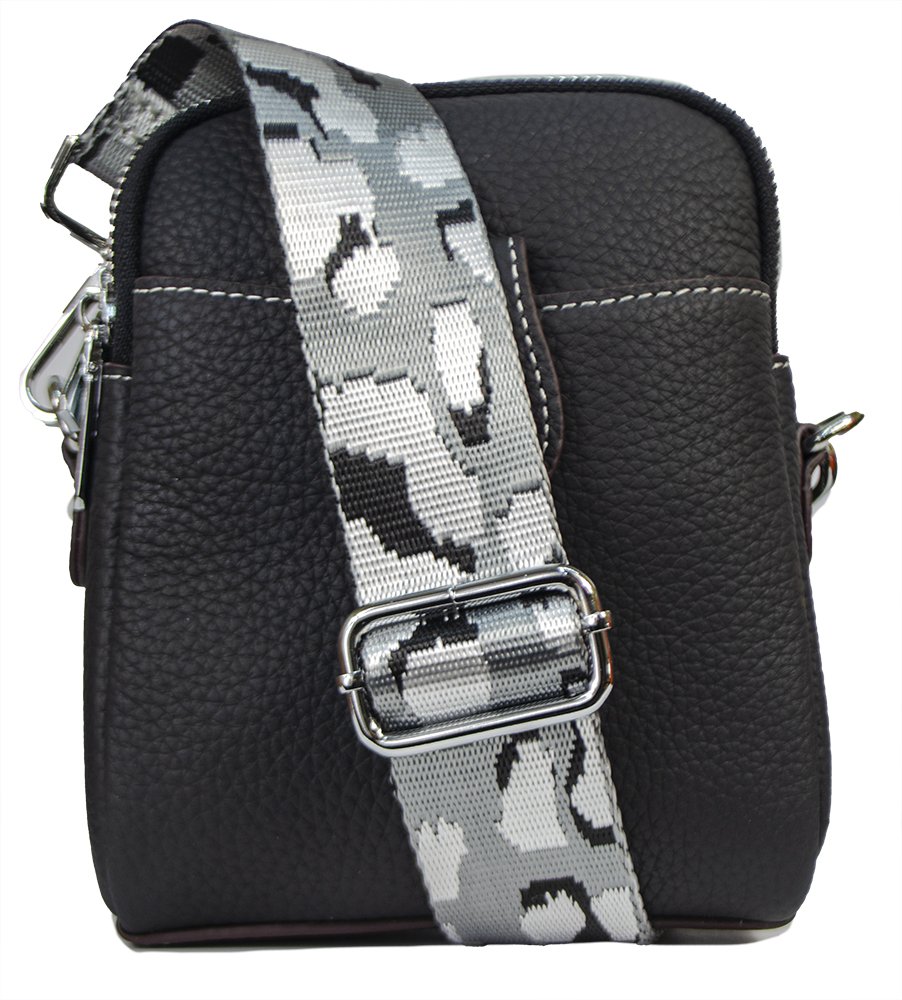 Strathurie Fashion Accessory Wholesaler Glasgow Black Two Zipped Mobile Bag Leather H2402 - Image 3