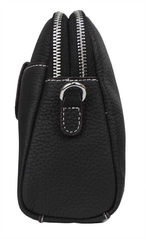 Strathurie Fashion Accessory Wholesaler Glasgow Black Two Zipped Mobile Bag Leather H2402 - Image 4
