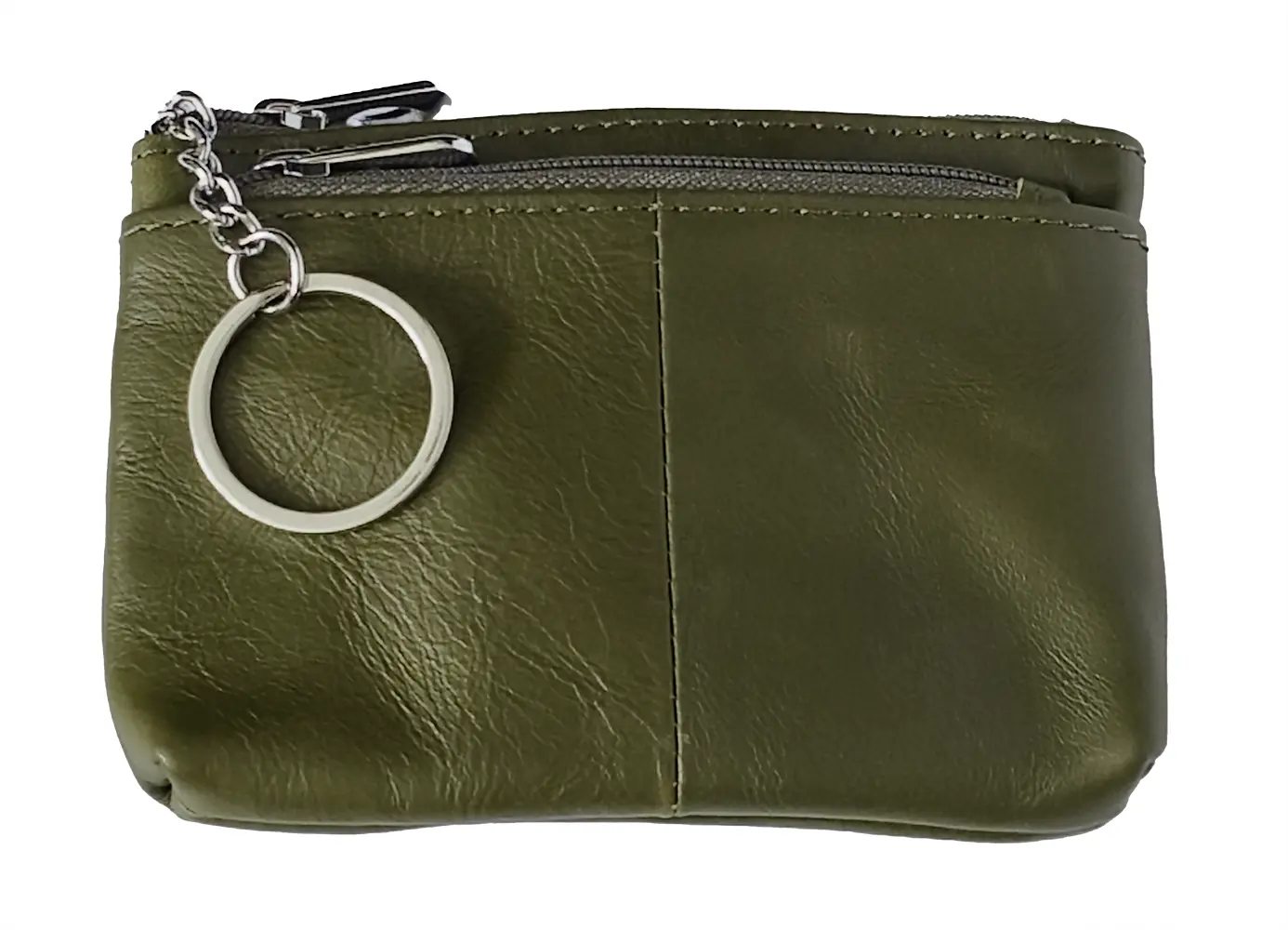 Strathurie Fashion Accessory Wholesaler Glasgow Leather Zipped Coin Purse Olive Green - Image 2