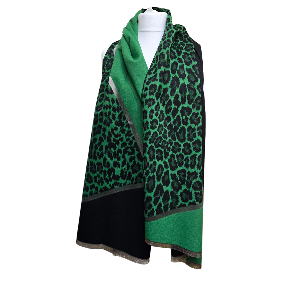 Strathurie Fashion Accessory Wholesaler Glasgow Leopard Print Scarf 1924-111 Green