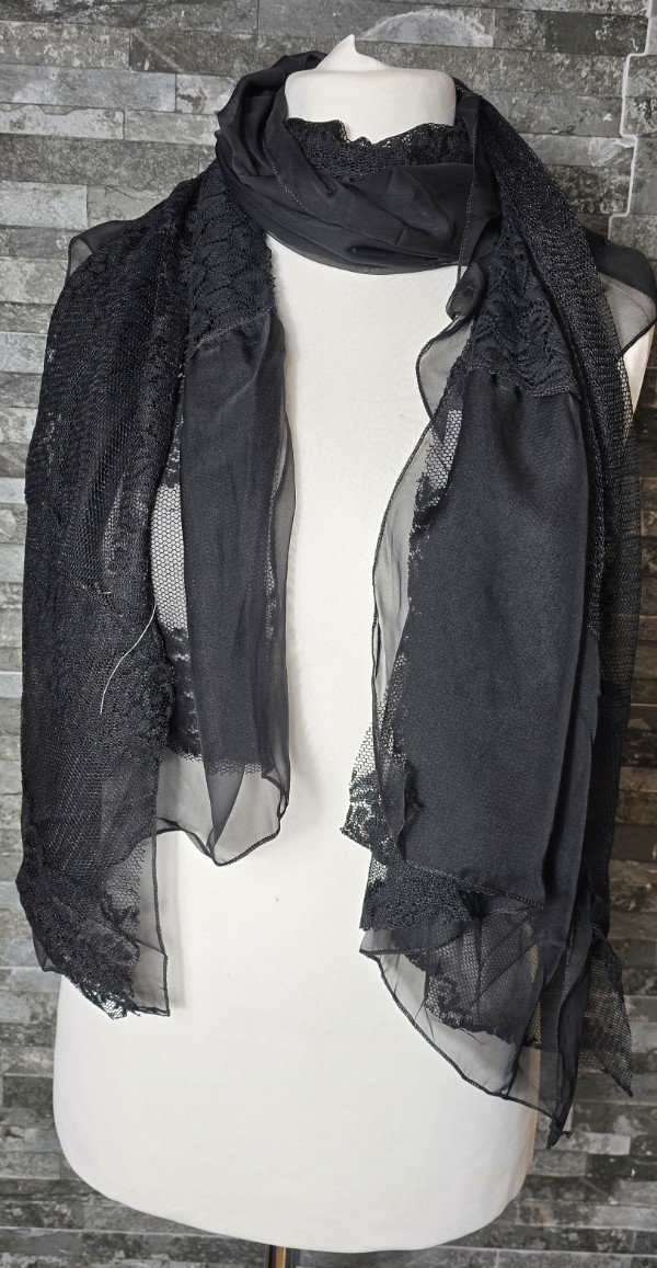 Black Lace Frilly Scarf SXY1217