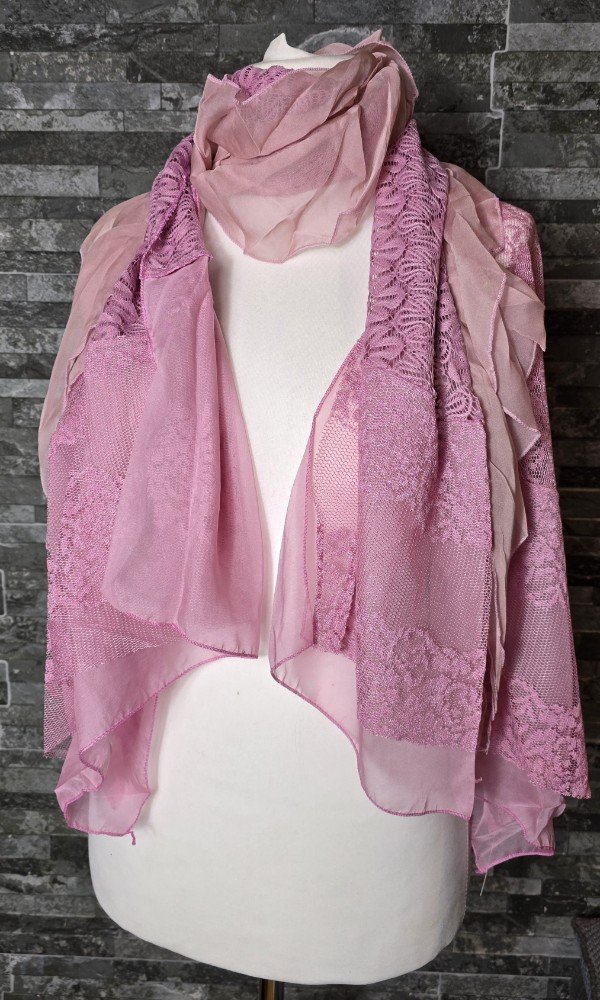 Pink Lace Frilly Scarf SXY1217