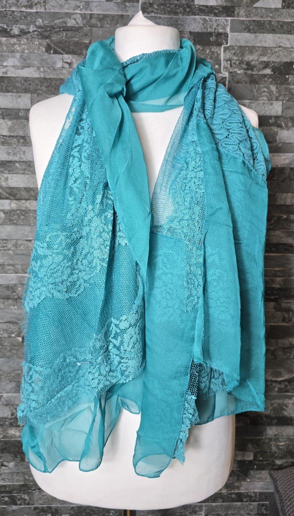 Green Lace Frilly Scarf SXY1217