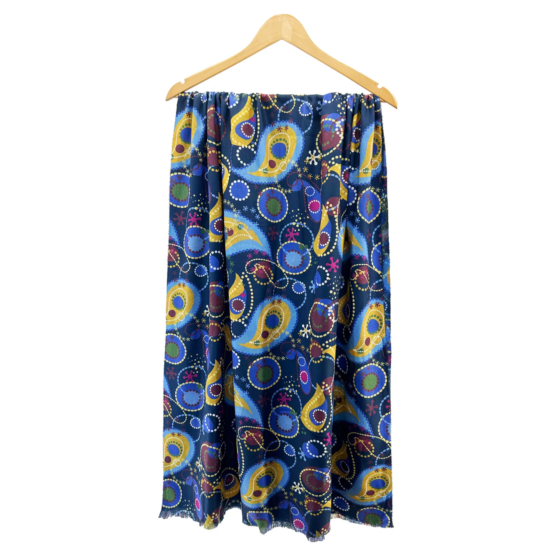 Strathurie Fashion Accessory Wholesaler Glasgow SF2411-139 Paisley and Dotted Circles Print Scarf Navy - Image 2
