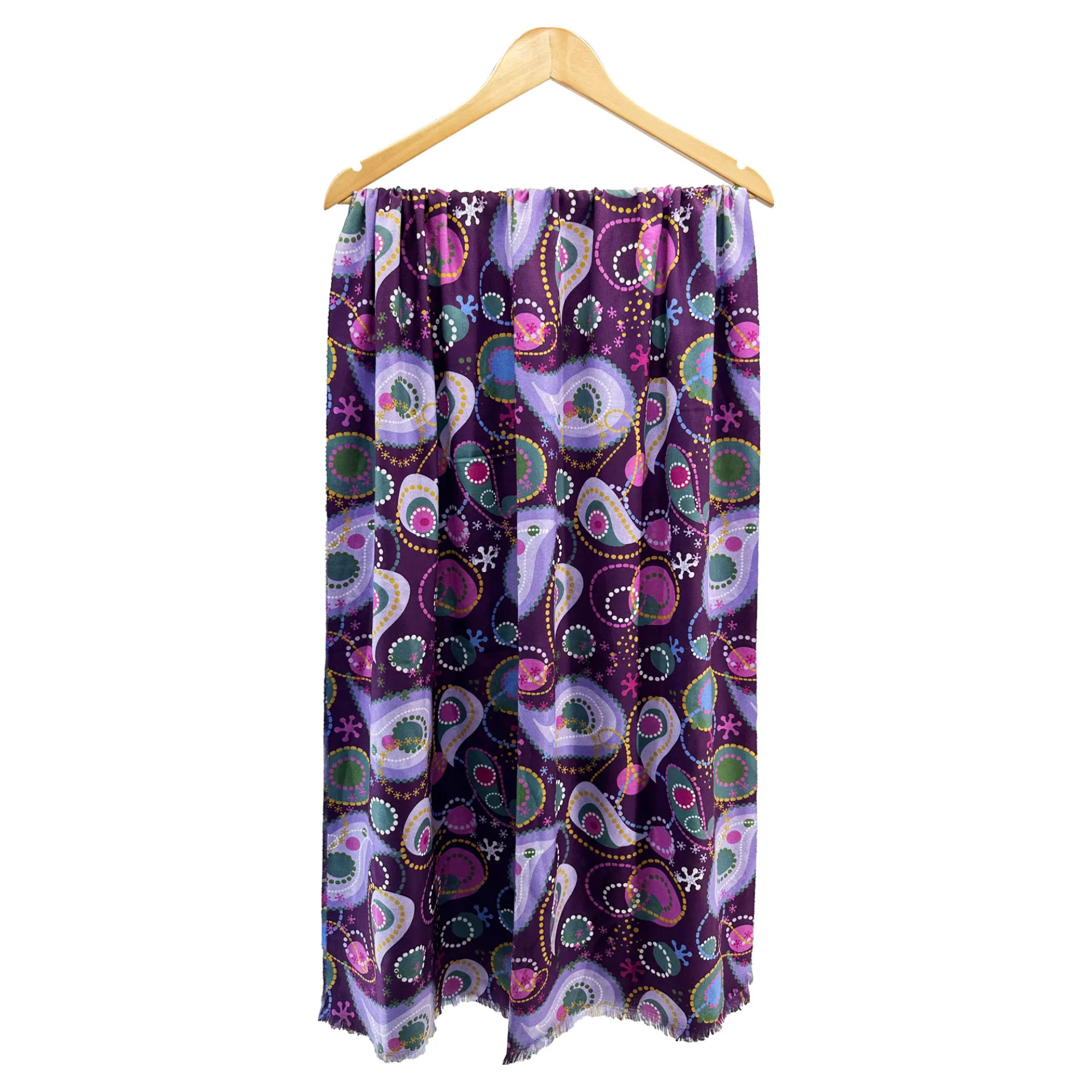 Strathurie Fashion Accessory Wholesaler Glasgow SF2411-139 Paisley and Dotted Circles Print Scarf Purple - Image 2
