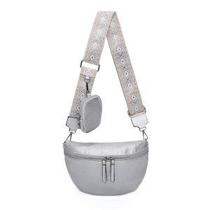 Silver PU Cross Body with Purse