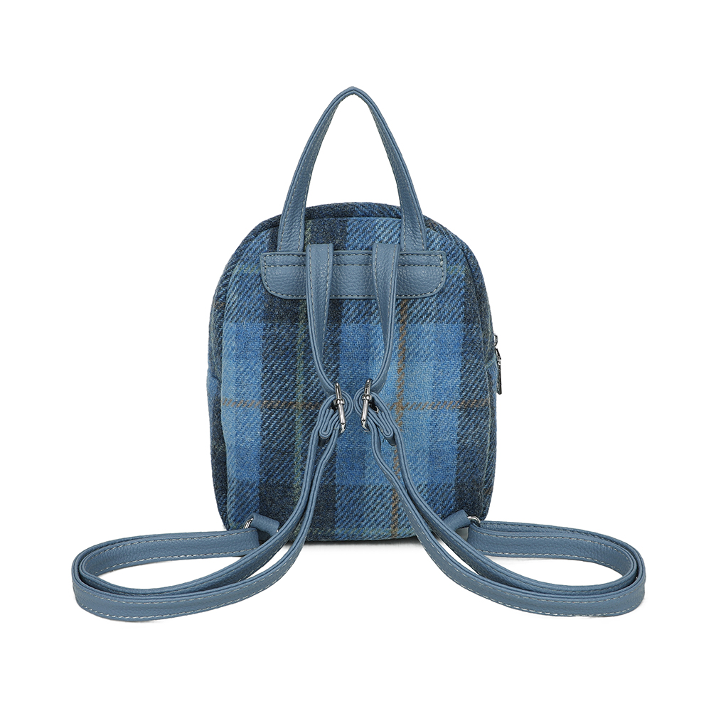 Strathurie Fashion Accessory Wholesaler Glasgow a blue plaid backpack with straps