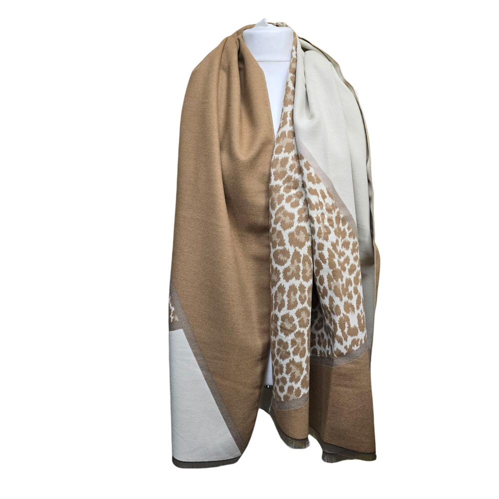 Strathurie Fashion Accessory Wholesaler Glasgow Leopard Print Scarf 1924-111 Camel