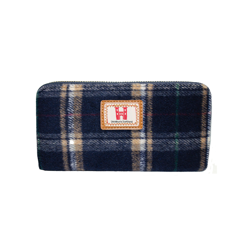 Strathurie Tweed Navy Blue Tartan Purse