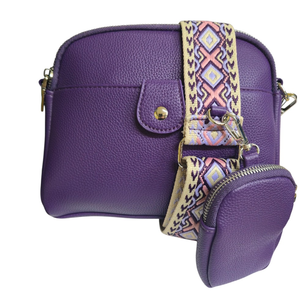 Crossbody Bag Purple With Purse 7118